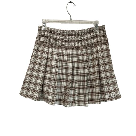Hollister Plaid Mini Skirt Brown Checkered Y2K Academia Preppy Tennis Size S - Picture 2 of 5